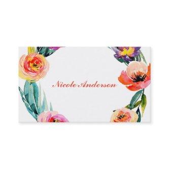 Bright Bold Floral Wreath Watercolor Chic Flowers