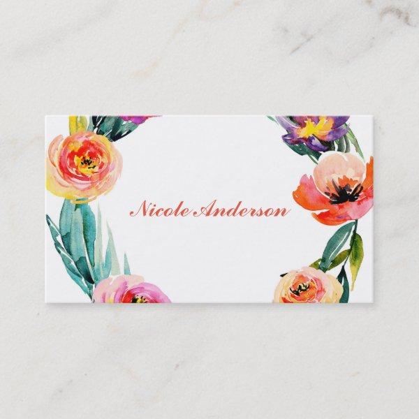 Bright Bold Floral Wreath Watercolor Chic Flowers