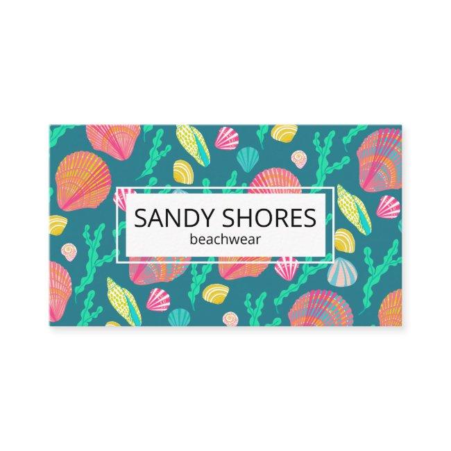 Bright Colorful Seashells and Seaweed Pattern