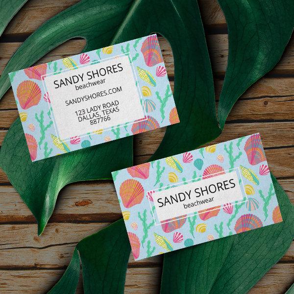 Bright Colorful Seashells and Seaweed Pattern