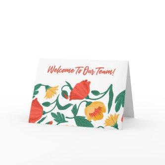 Bright Floral Welcome to the Team New Employee Card