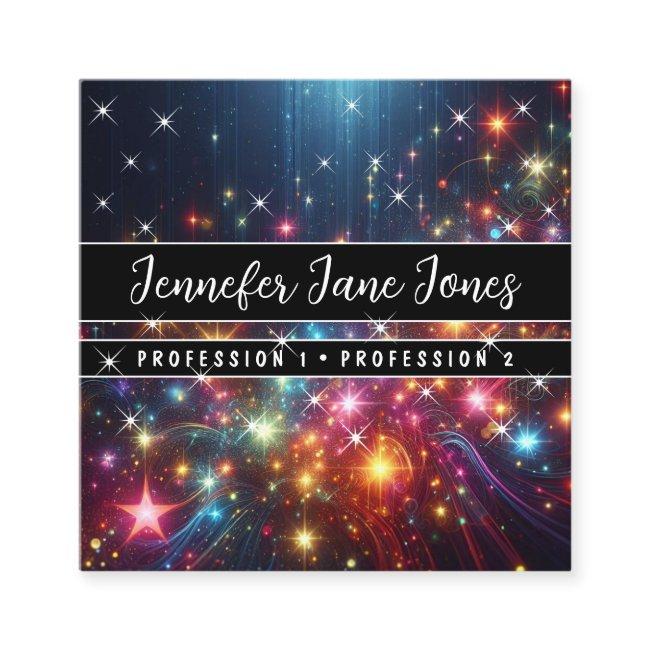 Bright Galaxy Nebula Glitter Rain Sparkle Stars Square