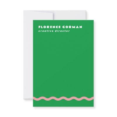 Bright Green and Pink Wavy Frame Personal Thank You Card