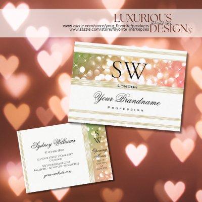 Bright Green Pink Glitter White and Gold Monogram