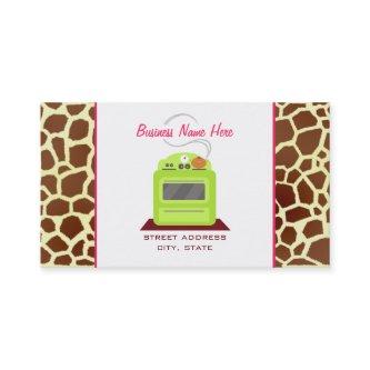 Bright Green Retro Stove Giraffe Chef Caterer