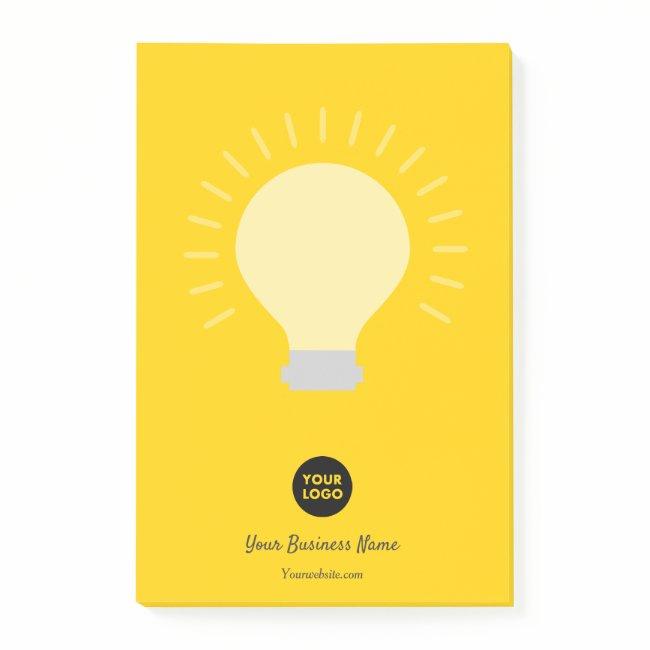 Bright Orange Your Logo Light Bulb Post-it Notes