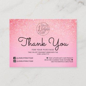 Bright Pink Glitter Ombre Customer Thank You