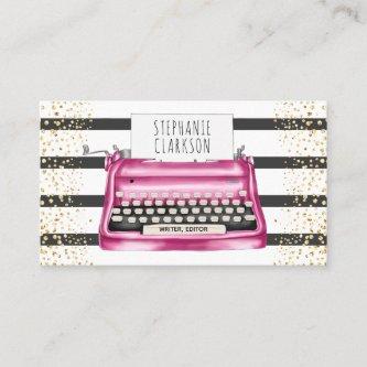 Bright Pink Typewriter Glitter Writer Editor