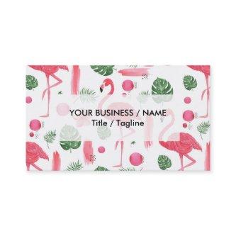 Bright pink watercolor tropical flamingo floral