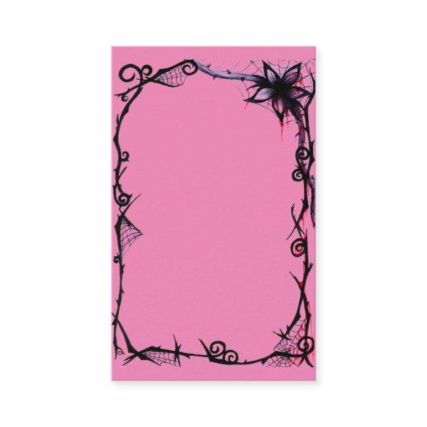 Bright Powder Pink w/Goth Scroll Black Rose