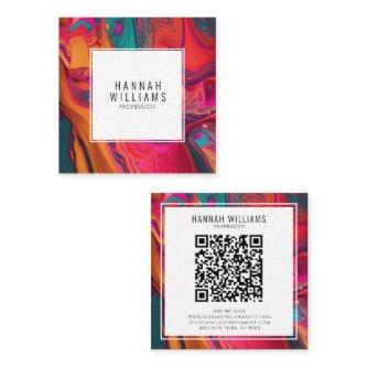 Bright Qr Code Colorful Liquid Pattern Unique  Square