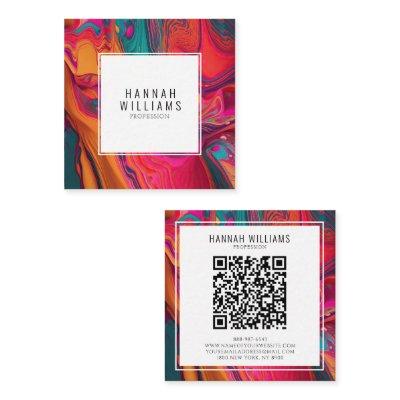 Bright Qr Code Colorful Liquid Pattern Unique  Square