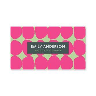 BRIGHT RETRO BIG HAND DRAWN PINK GREEN POLKA DOTS