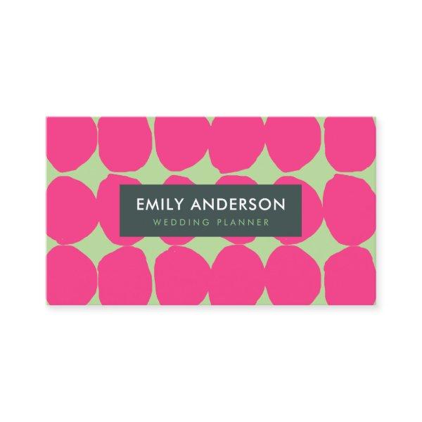 BRIGHT RETRO BIG HAND DRAWN PINK GREEN POLKA DOTS