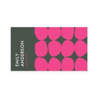BRIGHT RETRO BIG HAND DRAWN PINK GREY POLKA DOTS