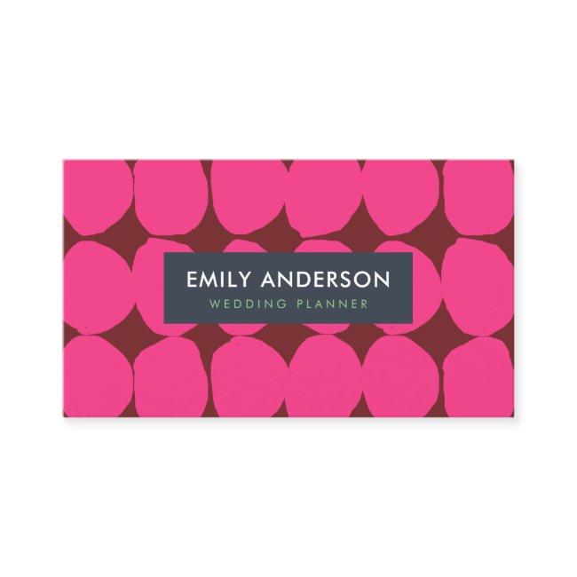 BRIGHT RETRO BIG HAND DRAWN PINK MAROON POLKA DOTS