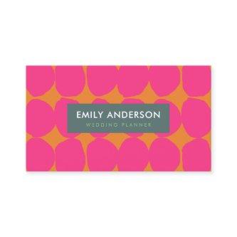 BRIGHT RETRO BIG HAND DRAWN PINK ORANGE POLKA DOTS