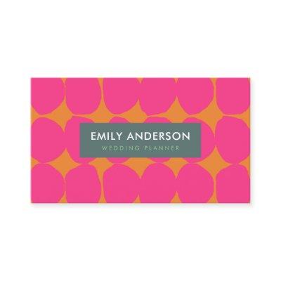 BRIGHT RETRO BIG HAND DRAWN PINK ORANGE POLKA DOTS