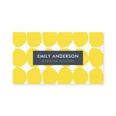 BRIGHT RETRO BIG HAND DRAWN YELLOW POLKA DOTS