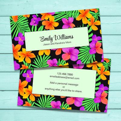 Bright Tropical Floral Mommy Play Date Green Calling Card