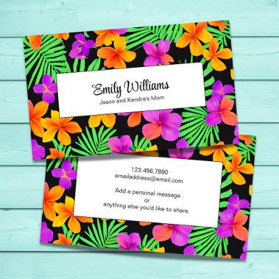 Bright Tropical Floral Mommy Play Date White Calling Card