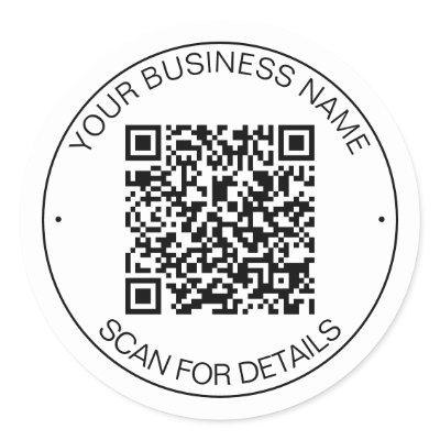 Bright White QR Code Smart Contact Classic Round Sticker
