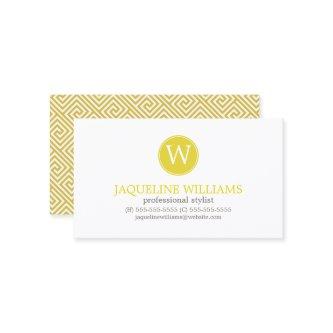 Bright Yellow Greek Key Pattern Monogram