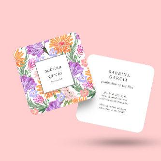 Brilliant Flowers | Violet Blue orange pink Square