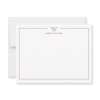 Bronze Formal Classic Family Monogram Minimal Note Card