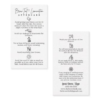 Brow Tint + Lamination Aftercare Cards