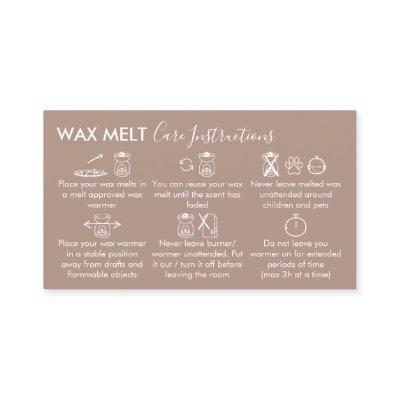 Brown Aftercare Instructions for Wax Melt