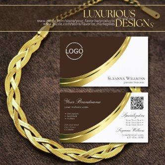 Brown and White Gold Decor with Logo and QR-Code
