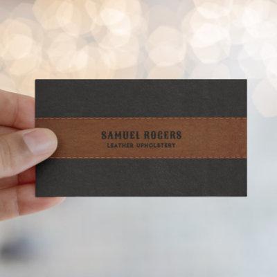Brown Black Stitched Leather Texture Custom Text