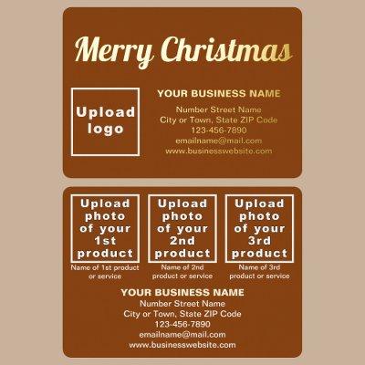 Brown Business Brand on Christmas Rectangle Foil Holiday Card