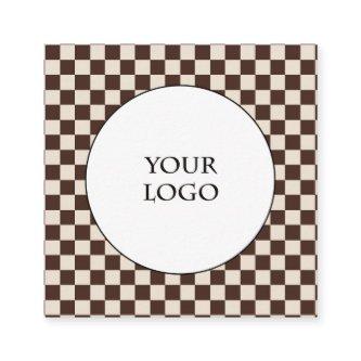 Brown Coffee Colors Beige Checks Pattern & Logo Square