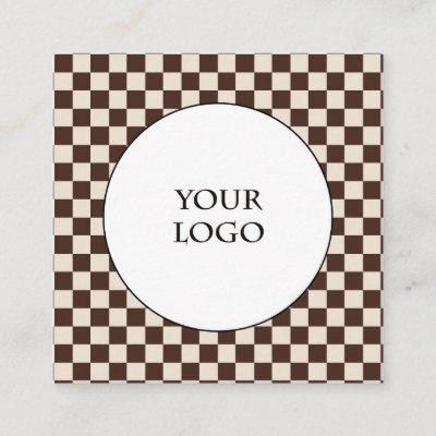 Brown Coffee Colors Beige Checks Pattern & Logo Square