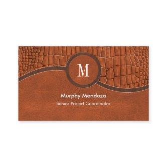 Brown Faux Leather Alligator Skin Luxury Monogram