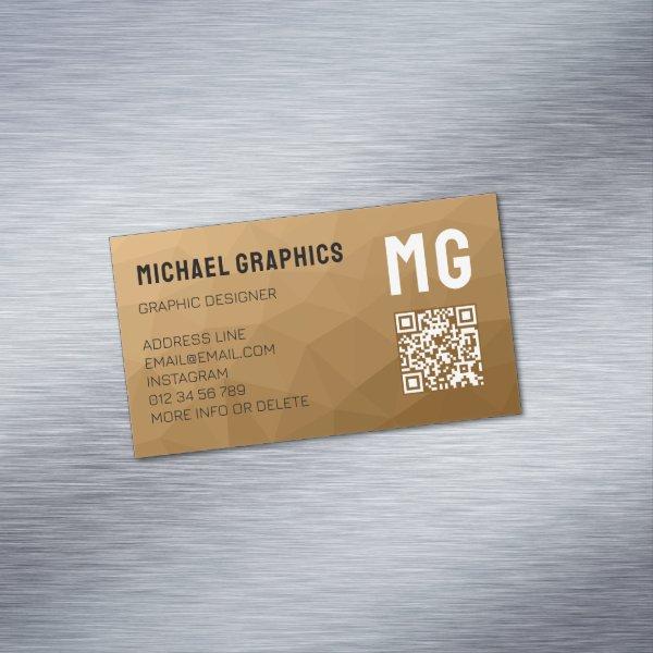 Brown geometric mesh pattern QR code  Magnet