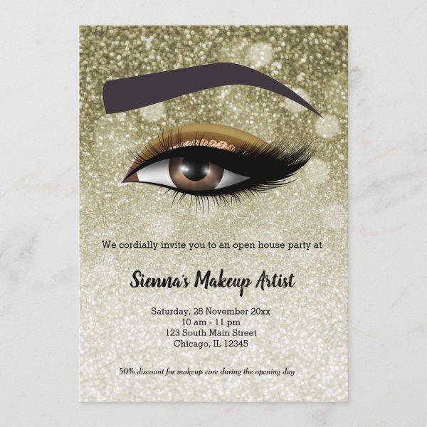 Brown glam lashes eyes | makeup artist invitation