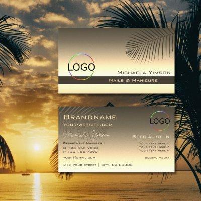 Brown Gold Gradient Palm Leaf with Logo Stylish