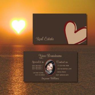Brown Gorgeous Red Beige Heart Modern with Photo