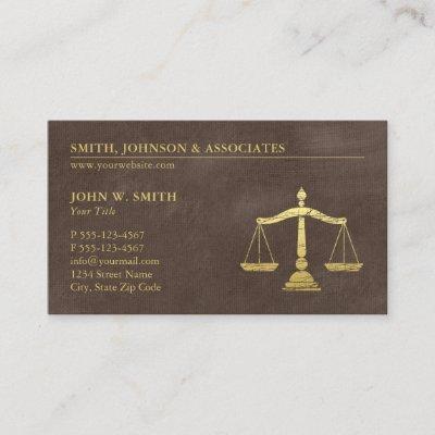 Brown Lawyer Scales of Justice Gold effect Canvas