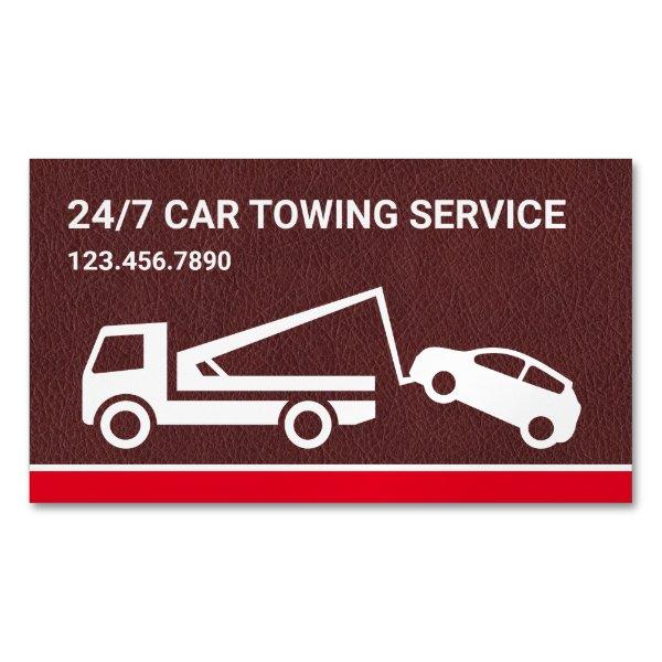 Brown Leather Car Towing Service Tow Truck  Magnet