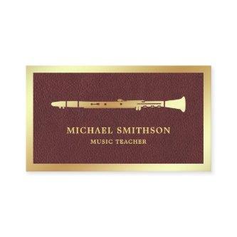 Brown Leather Gold Foil Clarinet Music Teacher