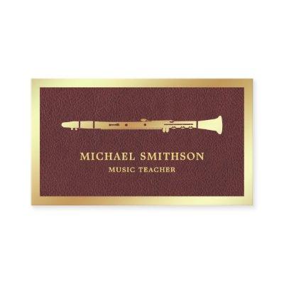 Brown Leather Gold Foil Clarinet Music Teacher