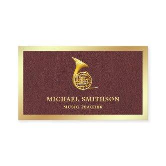 Brown Leather Gold Foil French Horn Music Teacher