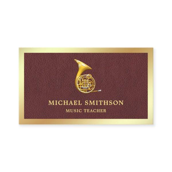 Brown Leather Gold Foil French Horn Music Teacher