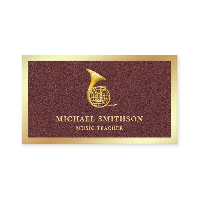 Brown Leather Gold Foil French Horn Music Teacher