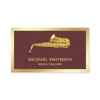 Brown Leather Gold Foil Saxophone Music Teacher