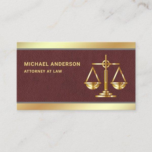 Brown Leather Gold Justice Scale Lawyer Attorney